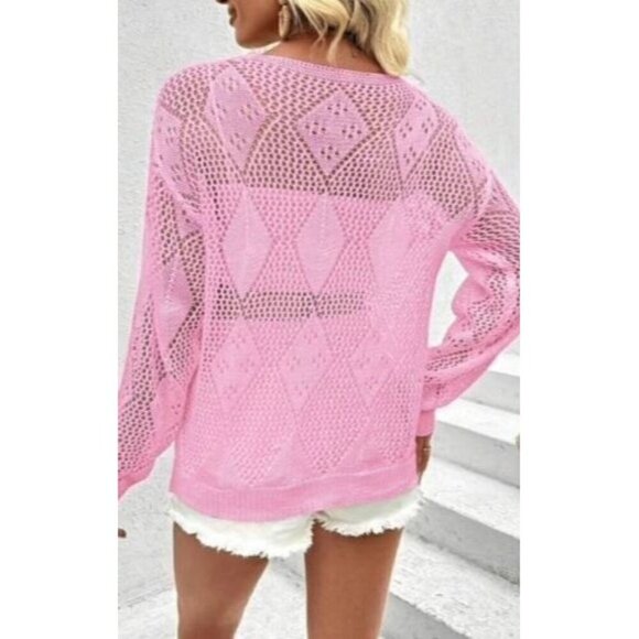 Chic Simple Daily Wear Hollow Out Sweater Pullover - Picture 3 of 6